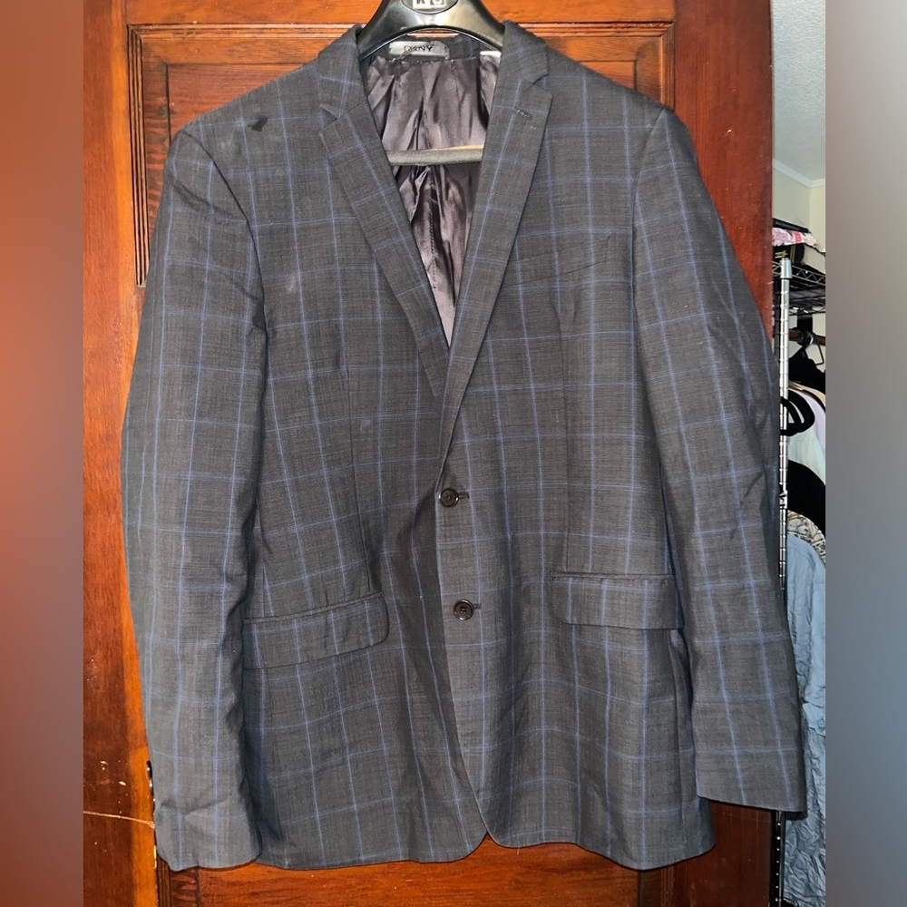 DKNY Charcoal and Blue Checked Blazer